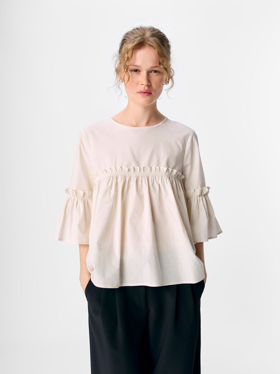 Product carousel image - RÜSCHEN BLUSE, White Sand | 1