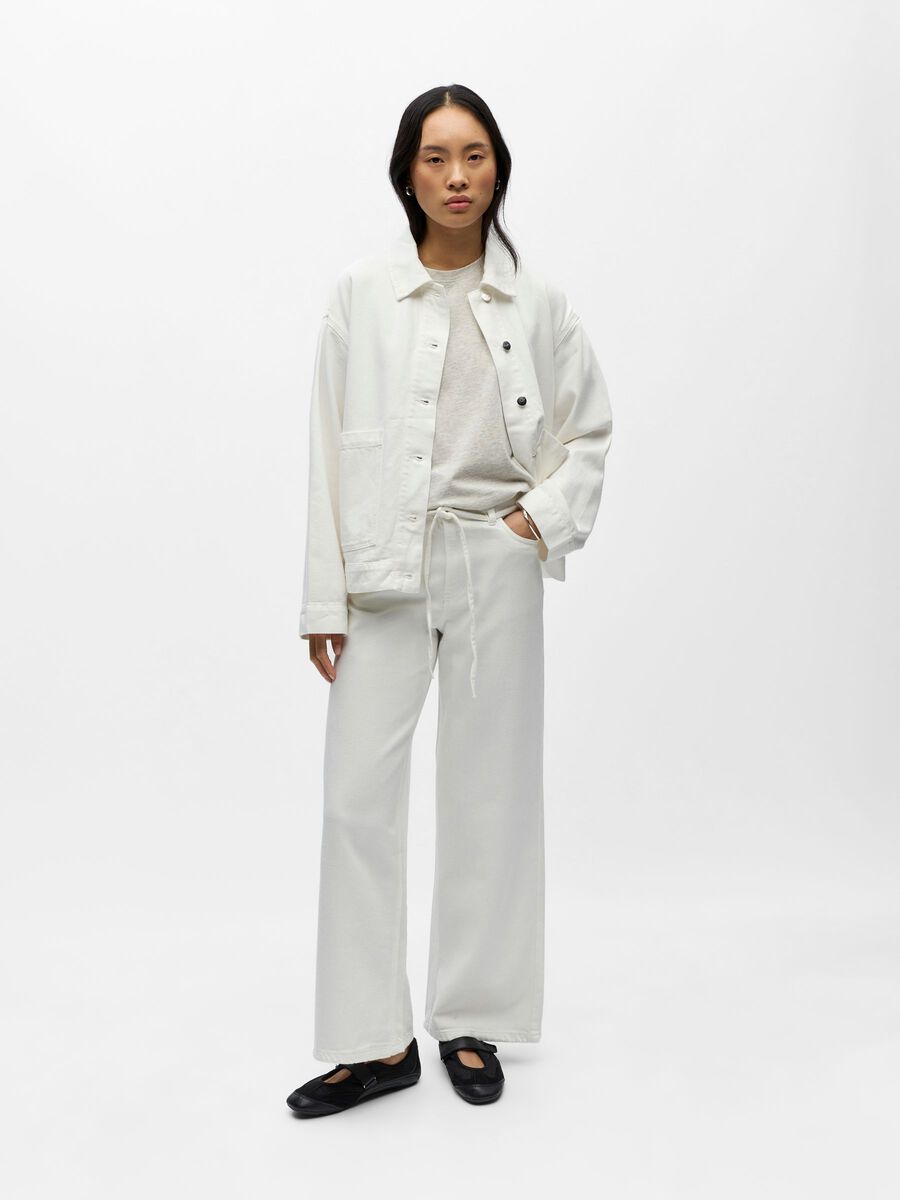 Carousel image - TIE-WAIST WIDE LEG JEANS, Cloud Dancer | 3