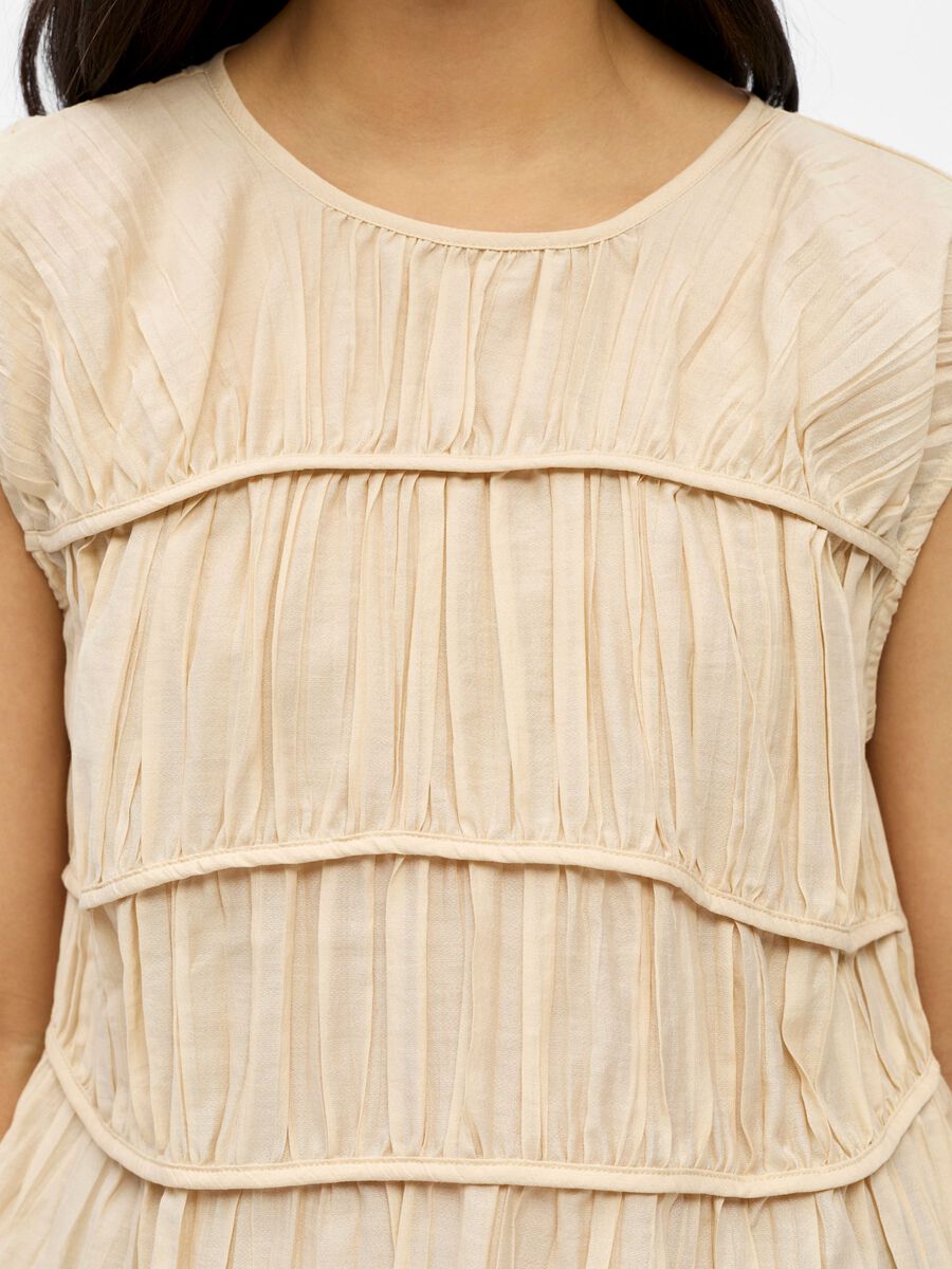 Carousel image - RUFFLED SLEEVELESS BLOUSE, Macadamia | 5