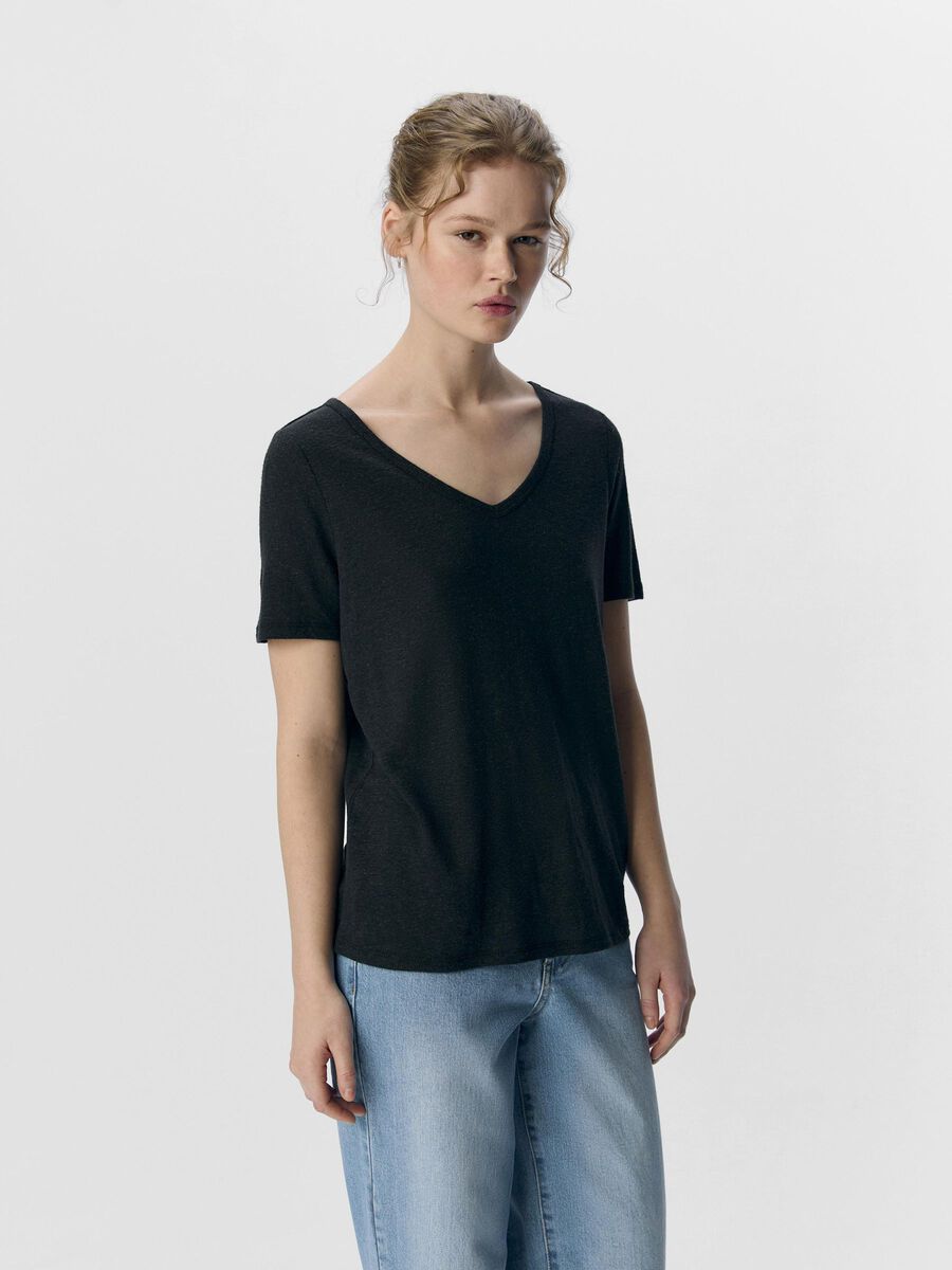 OBJECT V-HALS T-SHIRT, Black, highres - 23045693_Black_003.jpg