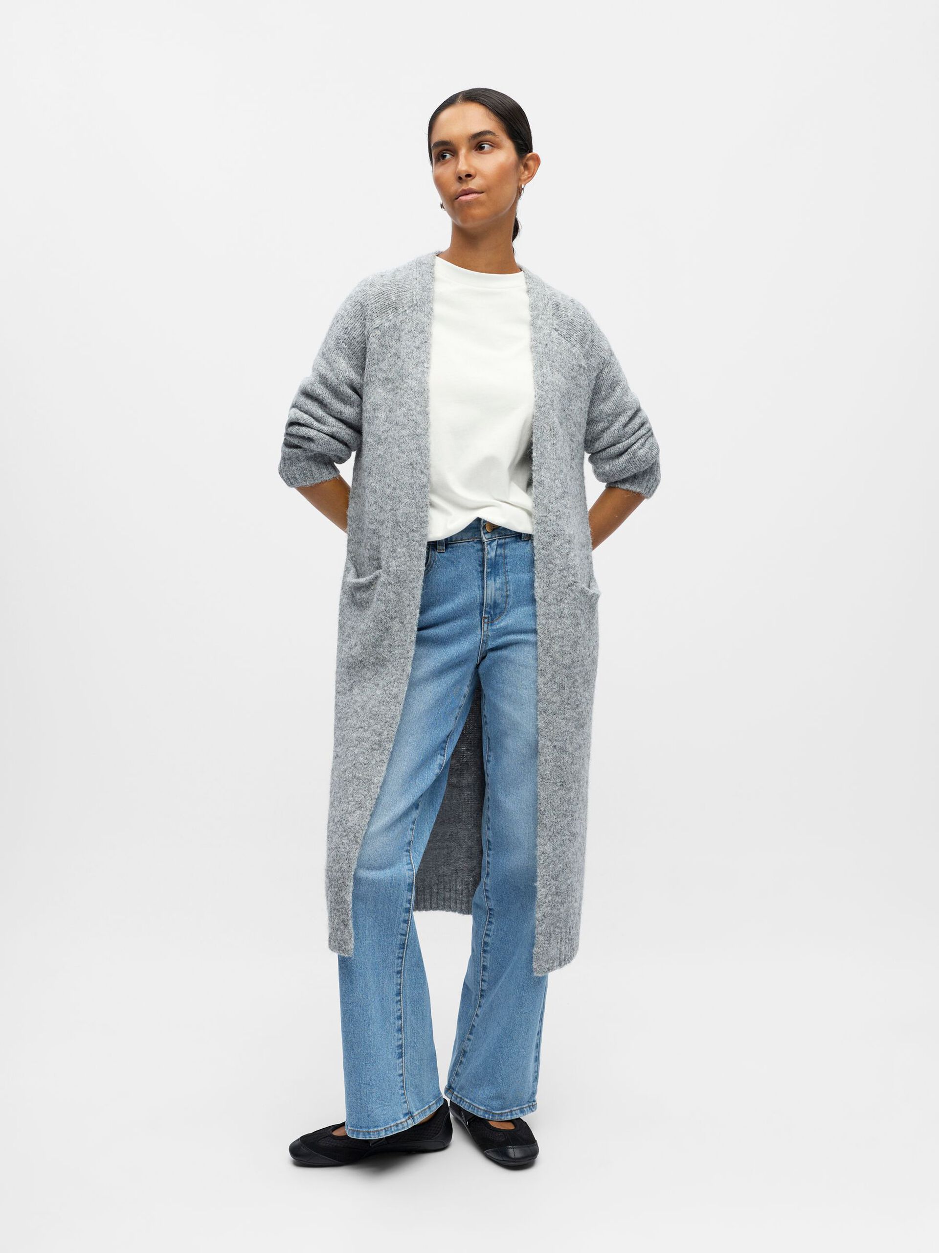 Carousel image - LONGLINE STRICKJACKE, Medium Grey Melange | 4