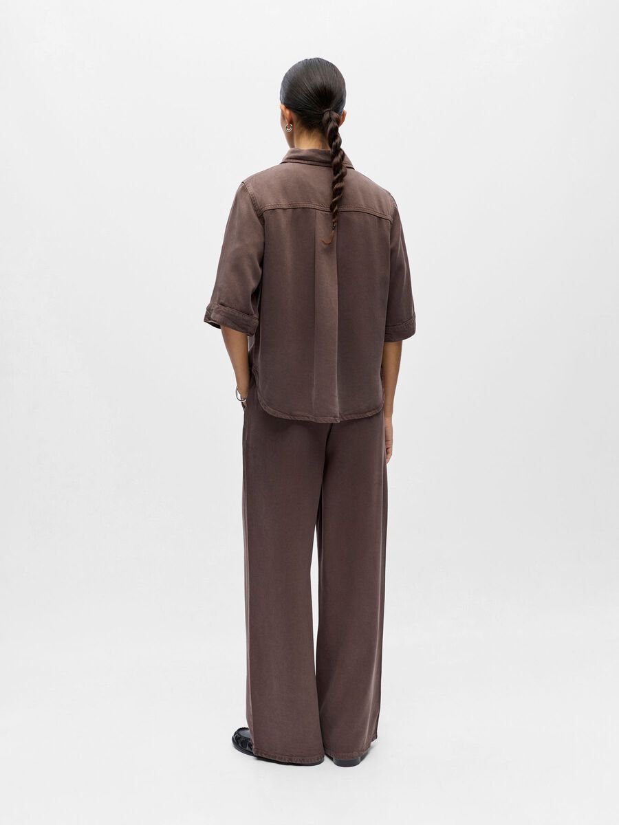 Product carousel image - SHORT-SLEEVED DENIM SHIRT, Seal Brown | 2