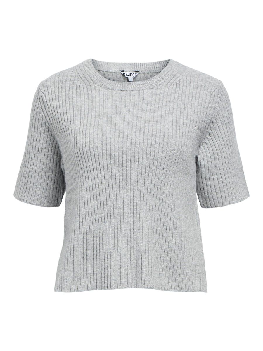 OBJECT RIBBEDE STRIKKET TOP, Light Grey Melange, highres - 23046911_LightGreyMelange_001.jpg