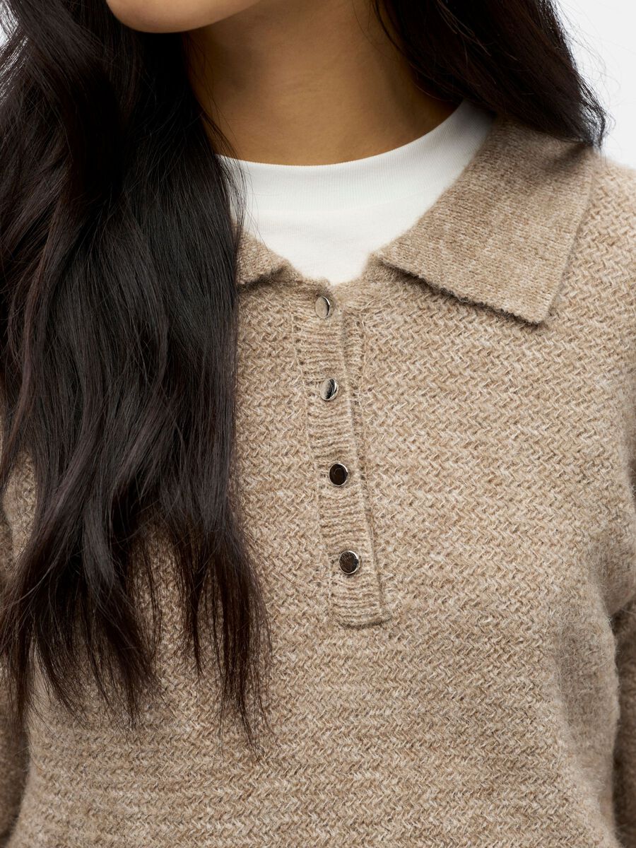 Product carousel image - KNITTED POLO SHIRT, Morel | 3