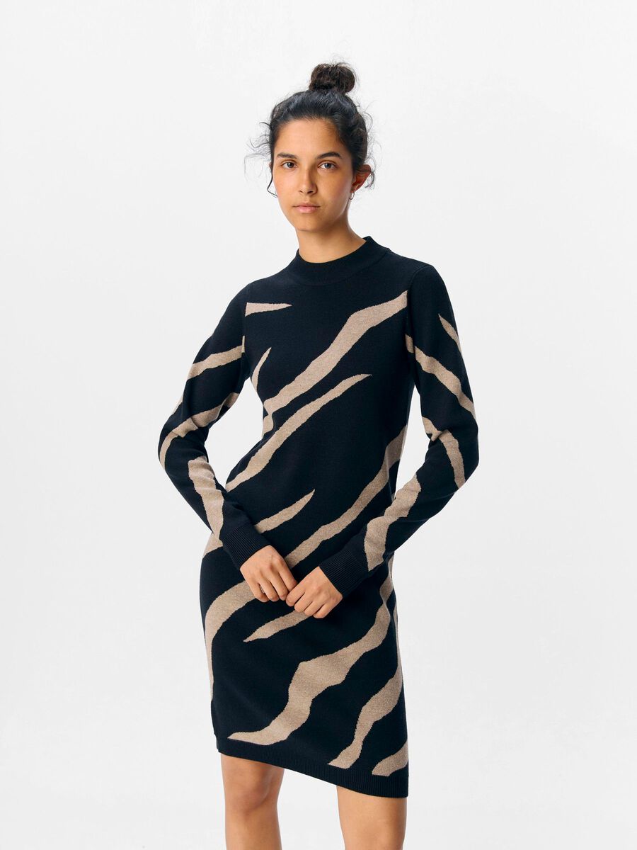 Carousel image - OBJRAY KNITTED DRESS, Black | 2