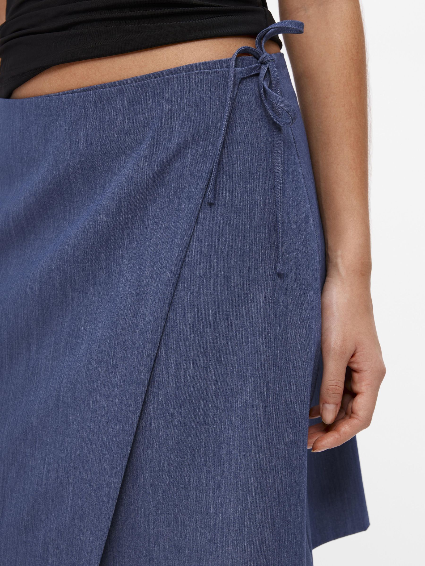 Dark denim wrap sales skirt