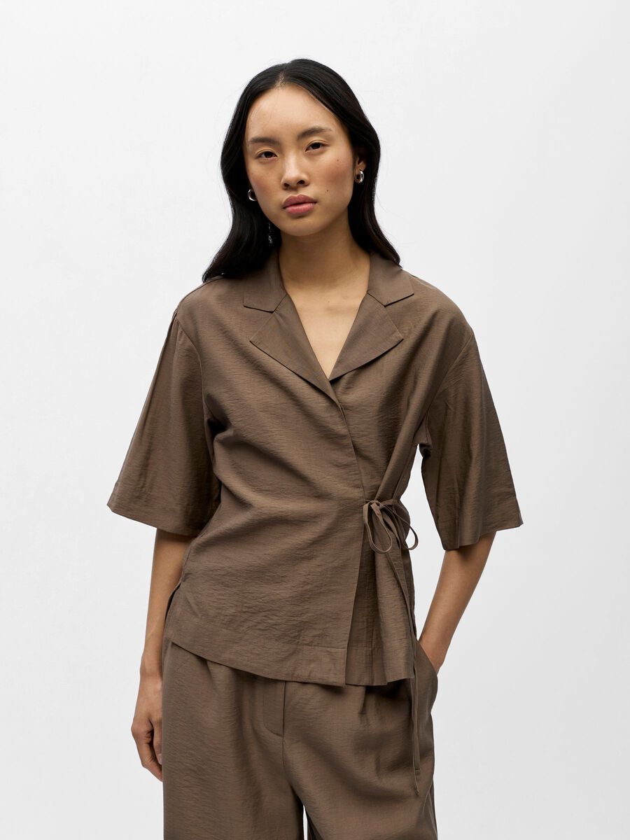 Product carousel image - WRAP BLOUSE, Morel | 1