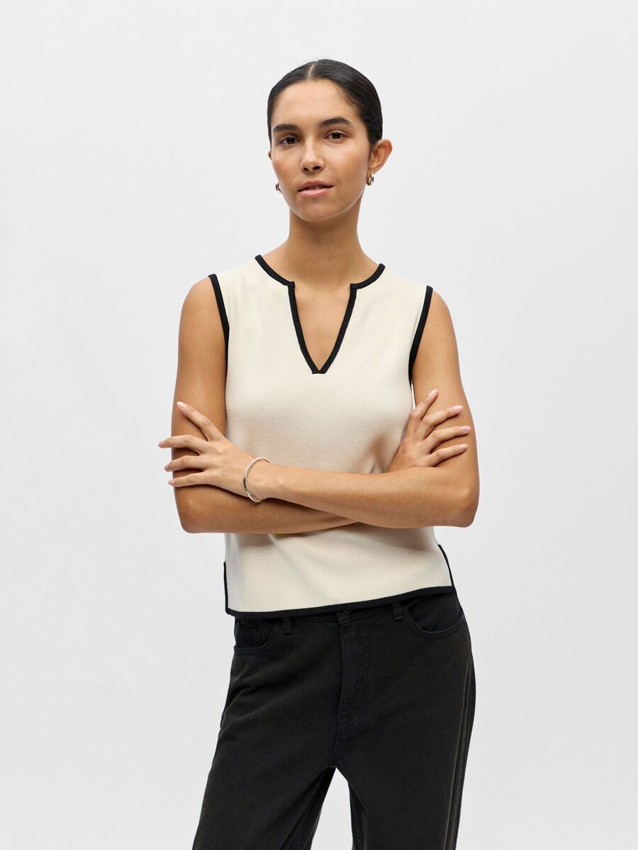 Product carousel image - SLEEVELESS KNITTED TOP, Birch | 1