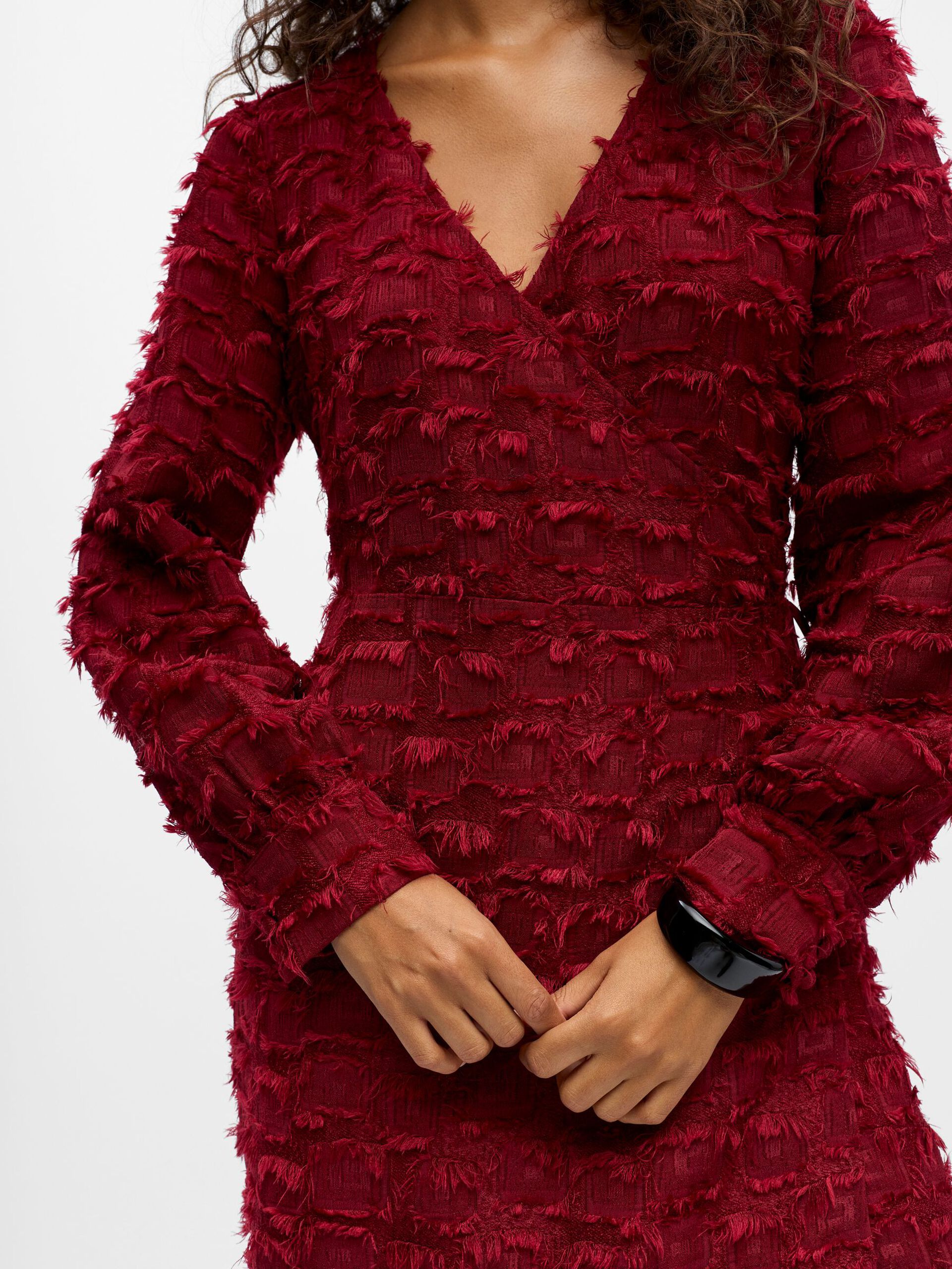 Carousel image - TEXTURED WRAP DRESS, Karanda Red | 5
