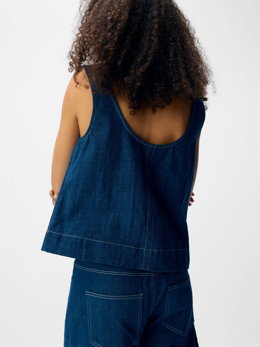 Product carousel image - DENIM TOP, Dark Medium Blue Denim | 4