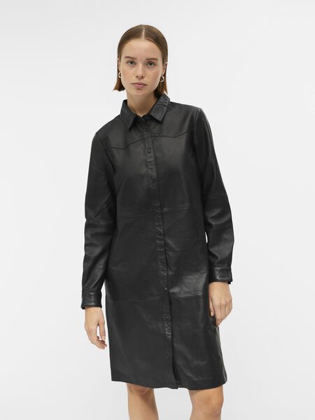 Object Collectors Item LEATHER SHIRT DRESS, Black, highres - 23039815_Black_003.jpg
