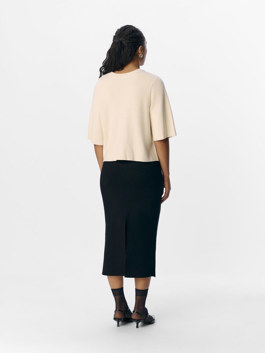 OBJECT SHORT-SLEEVED KNITTED CARDIGAN, Sandshell, highres - 23044018_Sandshell_004.jpg