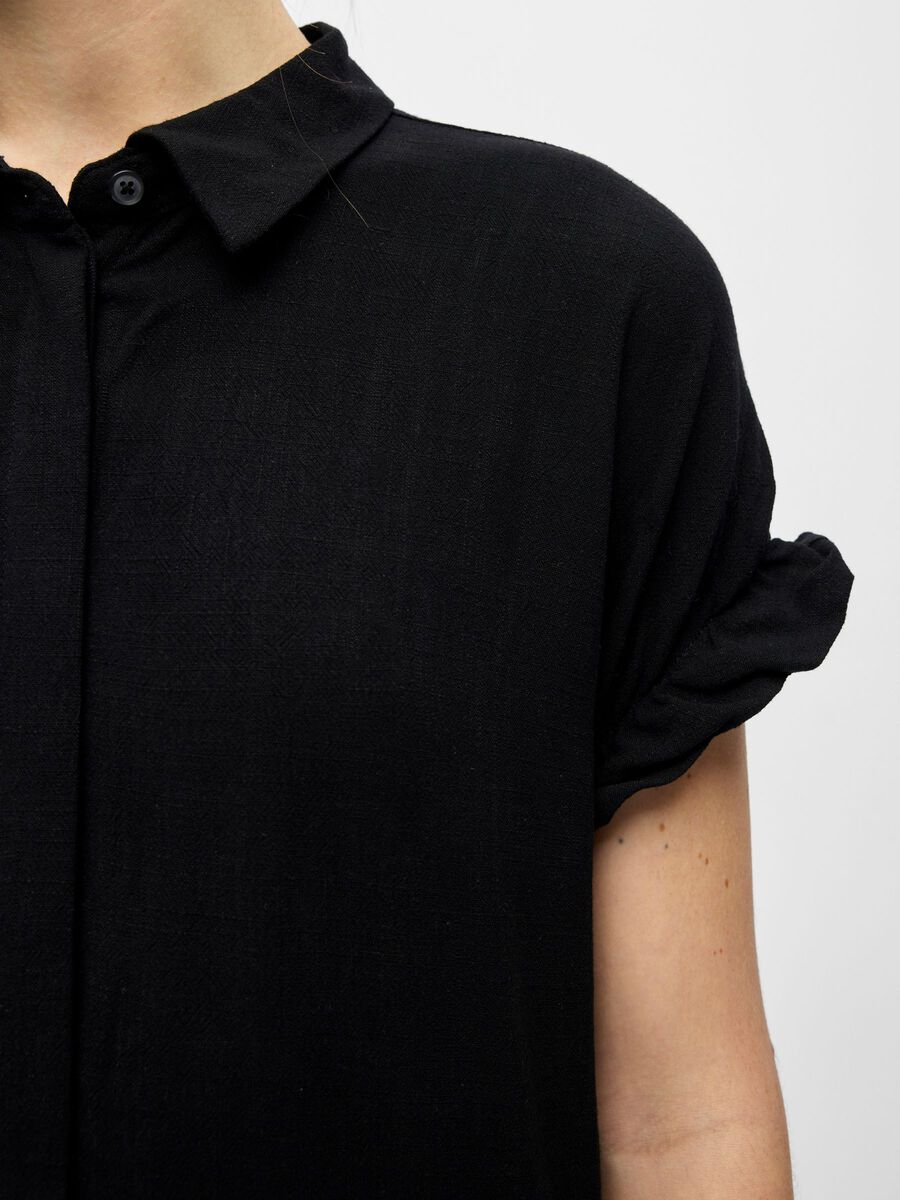 Carousel image - LINEN SHIRT DRESS, Black | 5