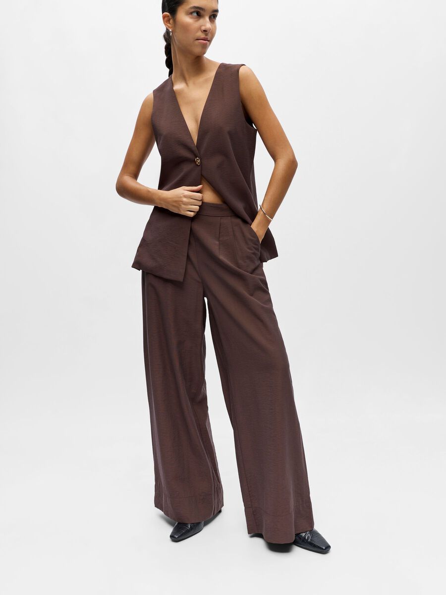 Carousel image - &Agrave; TAILLE HAUTE PANTALON &Agrave; JAMBE AMPLE, Seal Brown | 6