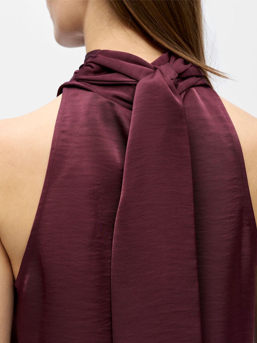 Carousel image - SATIN HALTERNECK TOP, Mauve Wine | 5
