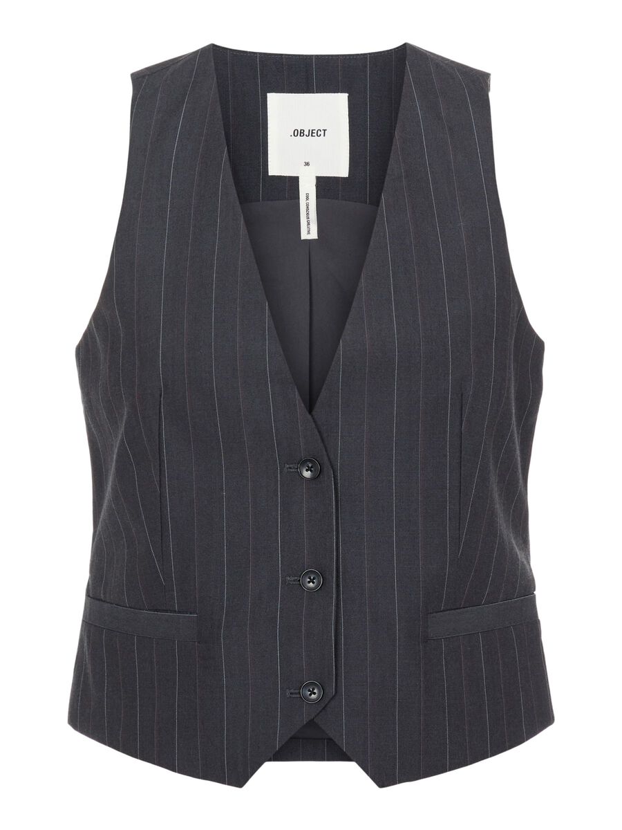 OBJECT NÅLESTRIBET VEST, Dark Grey Melange, highres - 23037329_DarkGreyMelange_001.jpg