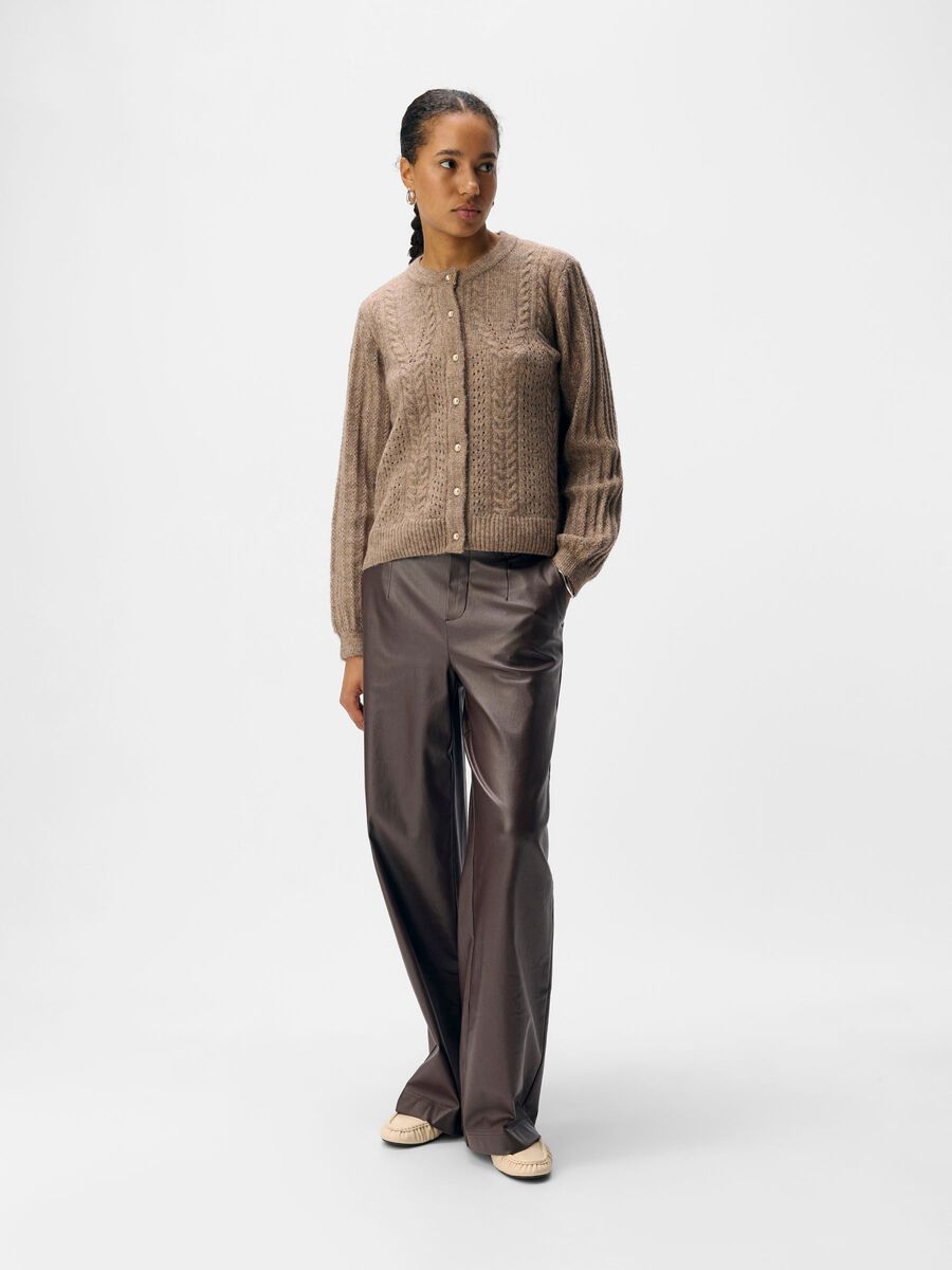 Carousel image - COATED WIDE-LEG TROUSERS, Seal Brown | 4