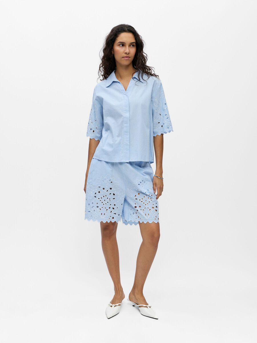 Carousel image - EYELET SLEEVE SHIRT, Winter Sky | 4