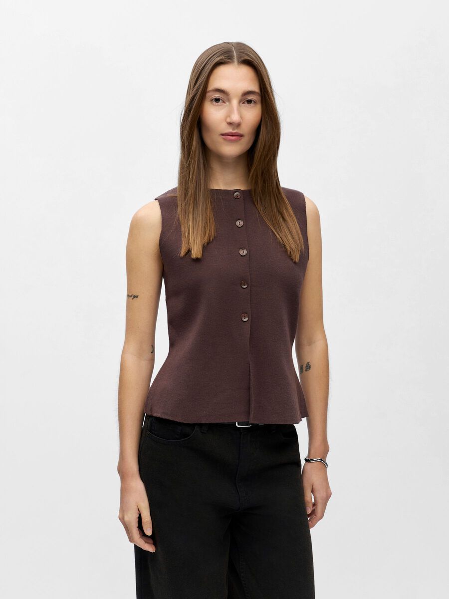 Product carousel image - KNITTED VEST, Seal Brown | 1