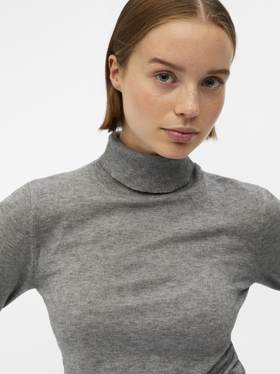 Carousel image - OBJTHESS KNITTED PULLOVER, Medium Grey Melange | 6