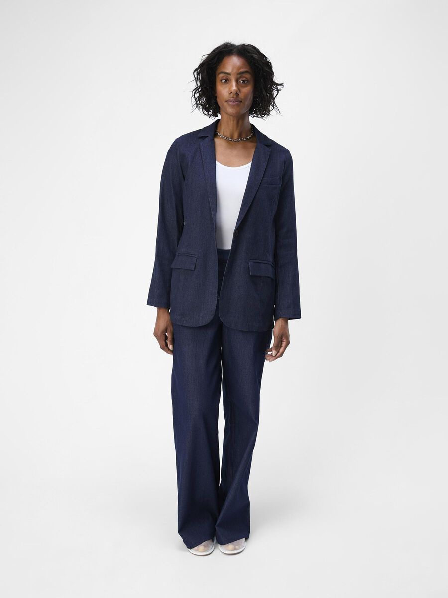 Product carousel image - DENIM WIDE-LEG TROUSERS, Dark Blue Denim | 1
