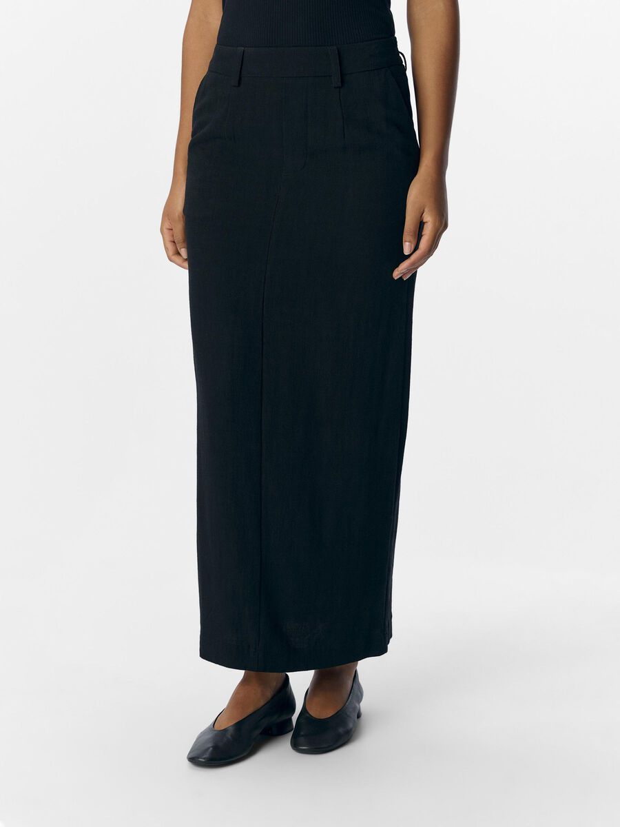 OBJECT LINEN PENCIL SKIRT, Black, highres - 23044354_Black_003.jpg