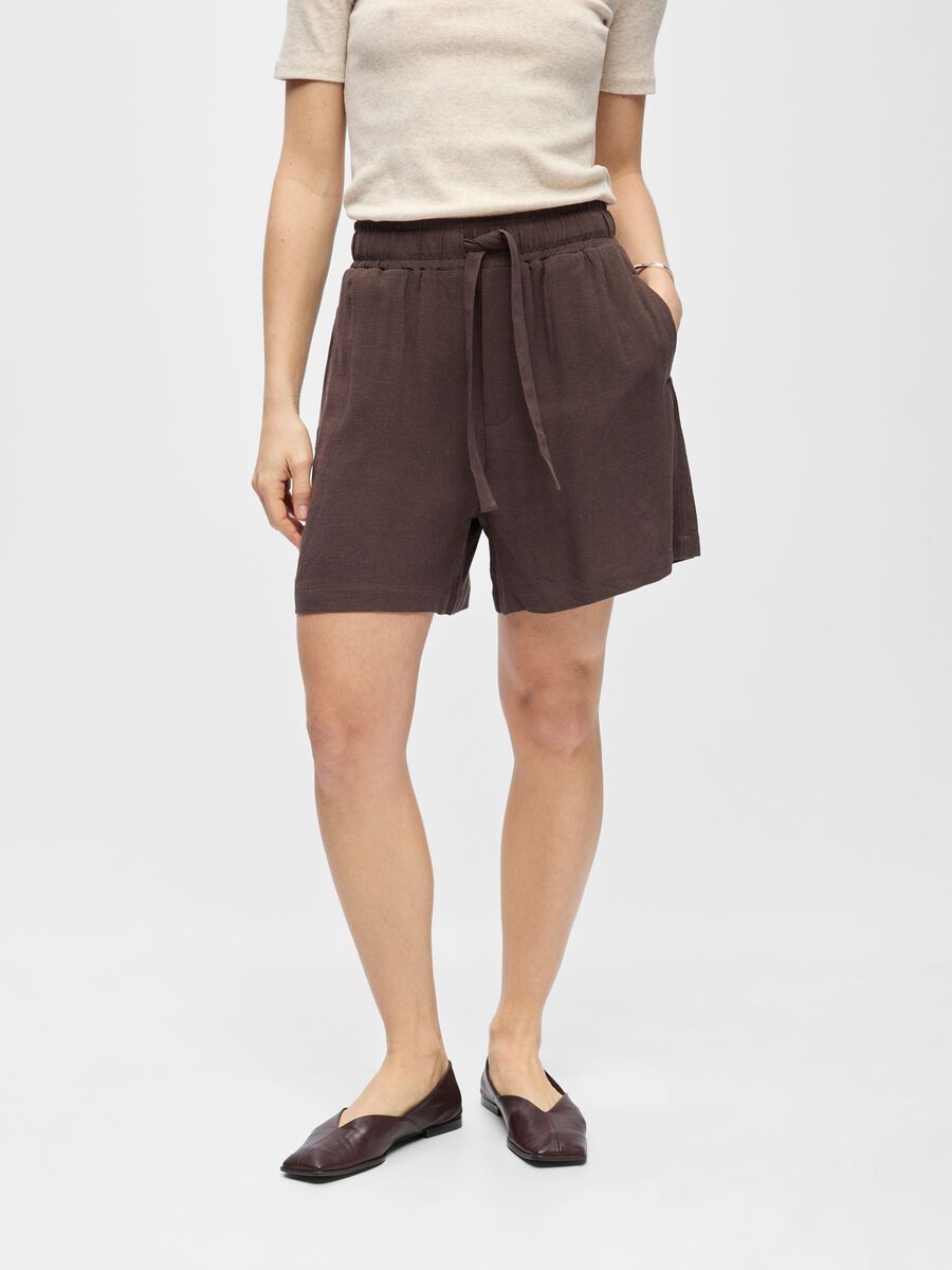 Product carousel image - LINEN SHORTS, Seal Brown | 1