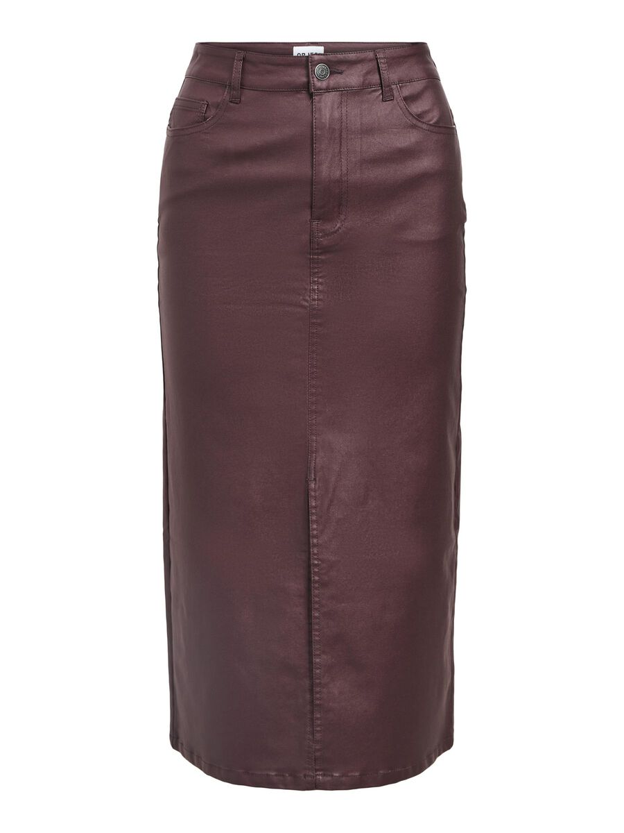 Carousel image - COATED MIDI SKIRT, Mauve Wine | 1