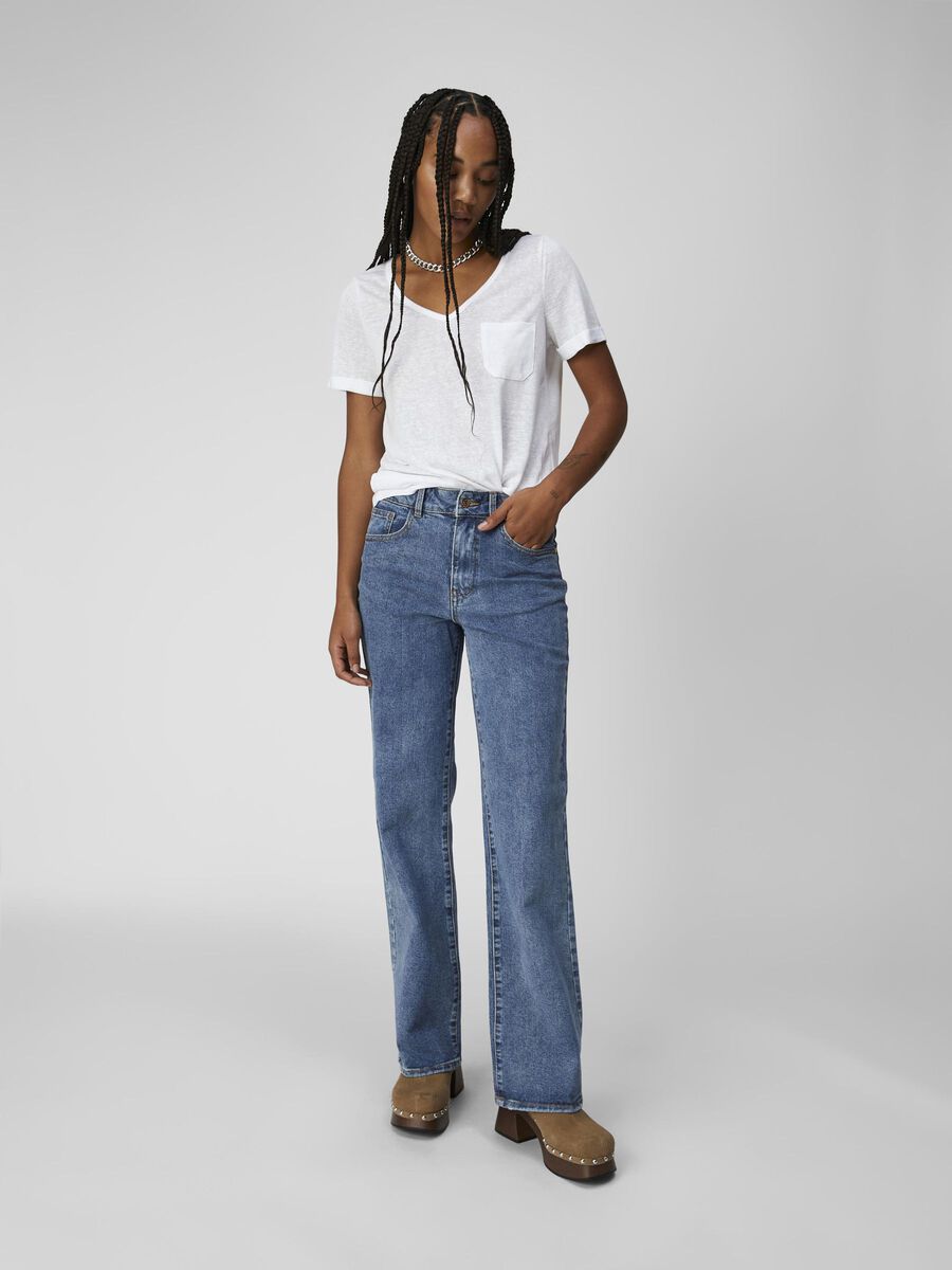 OBJECT MIDDELS HØY MIDJE JEANS MED VID PASSFORM, Medium Blue Denim, highres - 23037483_MediumBlueDenim_005.jpg