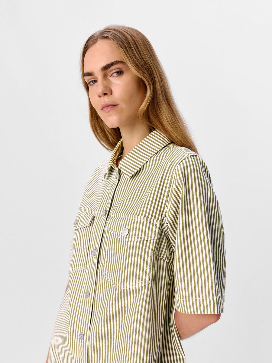 Carousel image - STRIPED DENIM DRESS, Cloud Dancer | 6