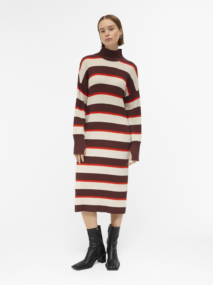 Object Collectors Item STRIPED KNITTED DRESS, Bitter Chocolate, highres - 23042080_BitterChocolate_1046442_003.jpg
