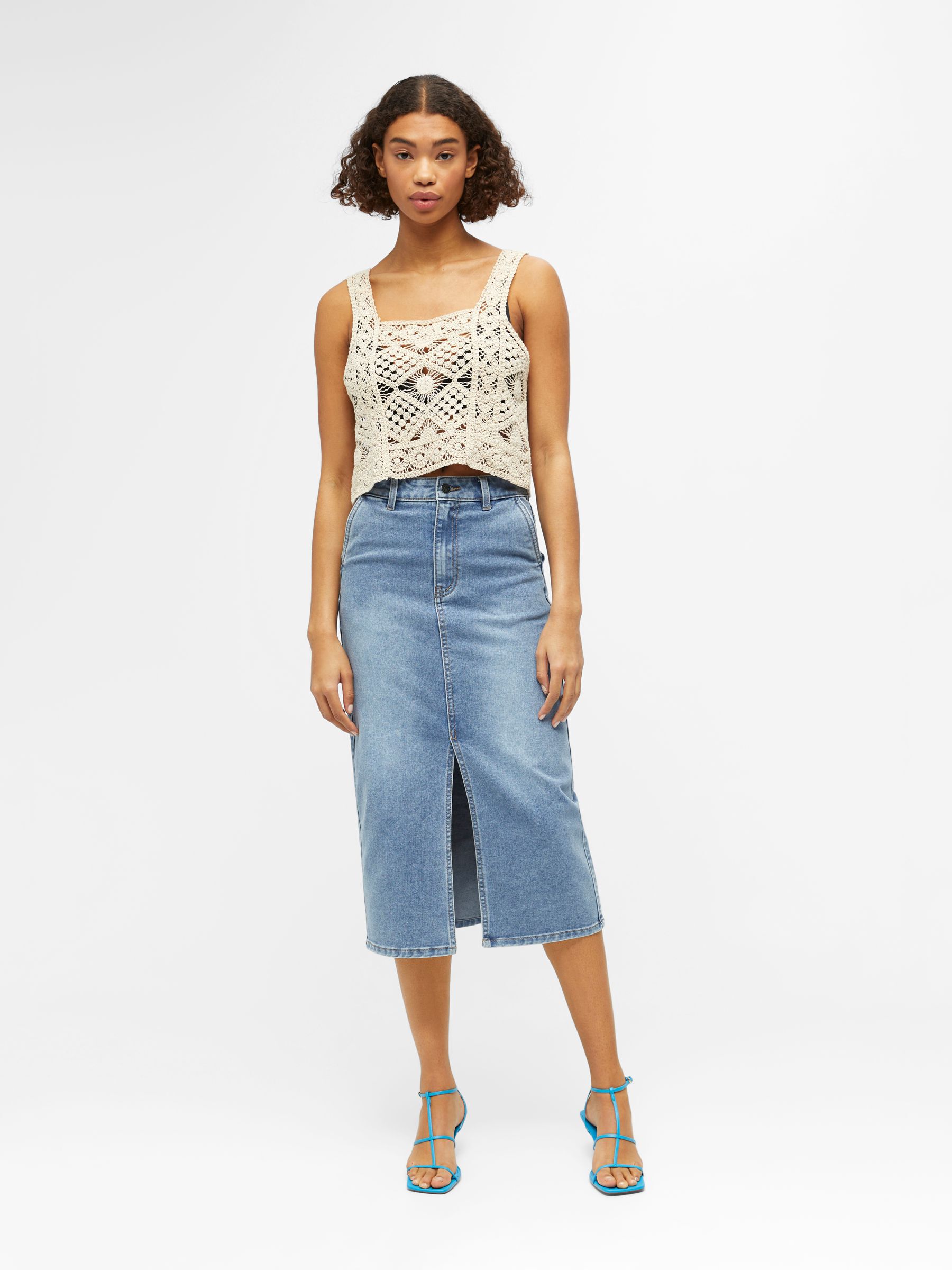 Denim midi rok sales