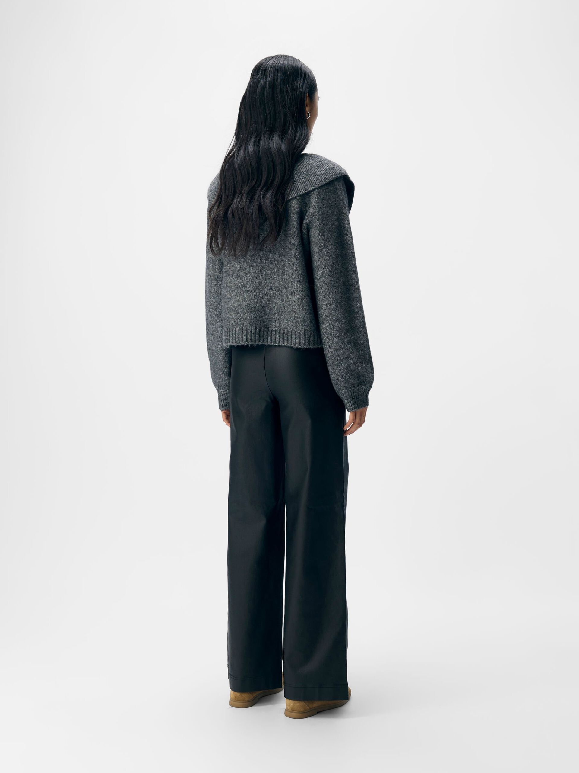 Carousel image - STATEMENT KNITTED CARDIGAN, Medium Grey Melange | 3