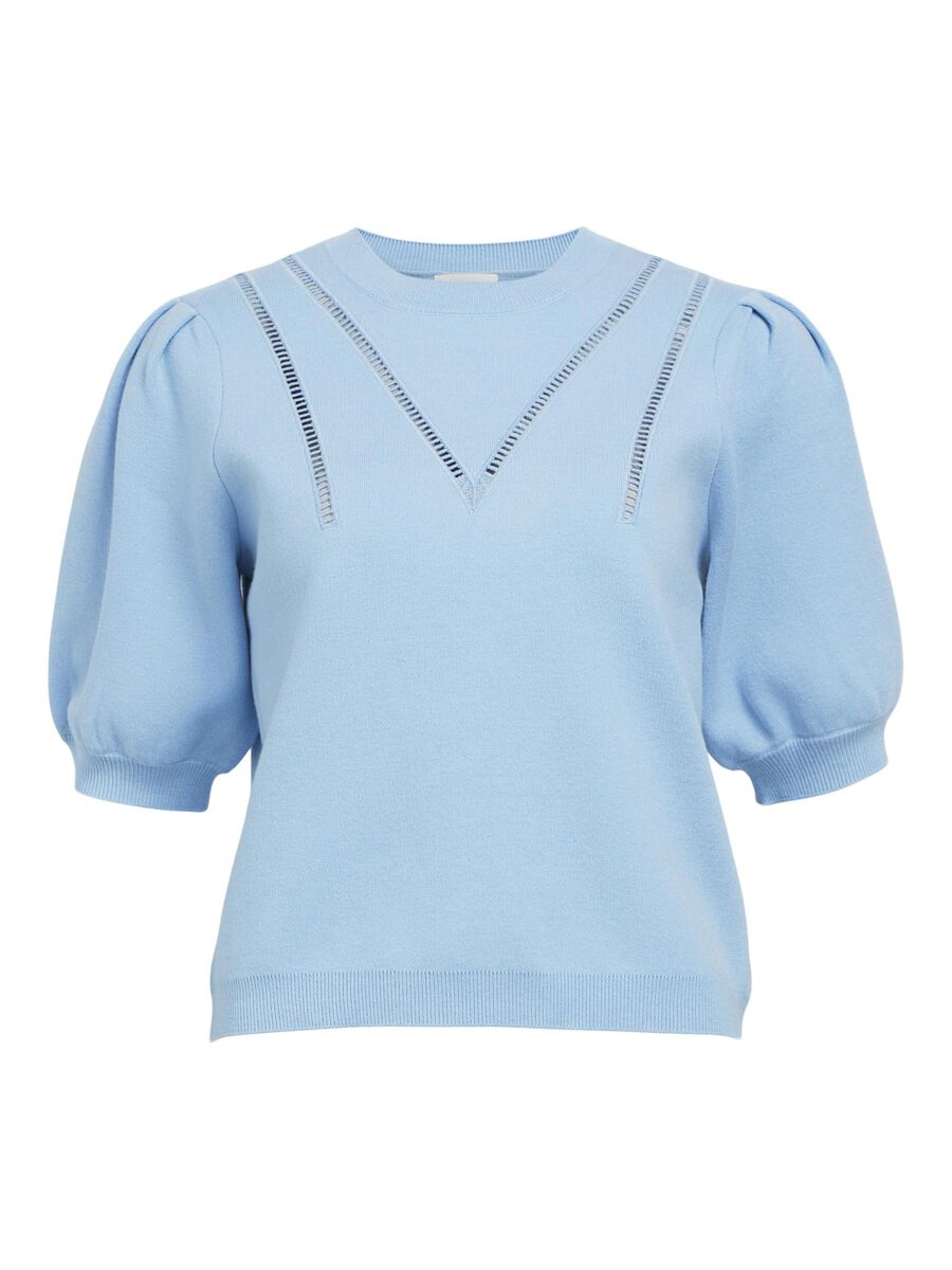 OBJECT PUFF SLEEVED KNITTED TOP, Airy Blue, highres - 23044918_AiryBlue_001.jpg