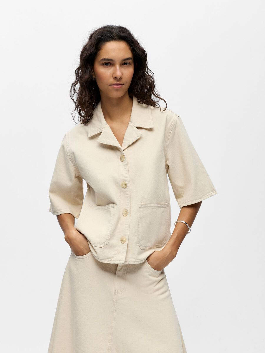 Product carousel image - BOXY CAMP KRAGE SKJORTE, Birch | 1