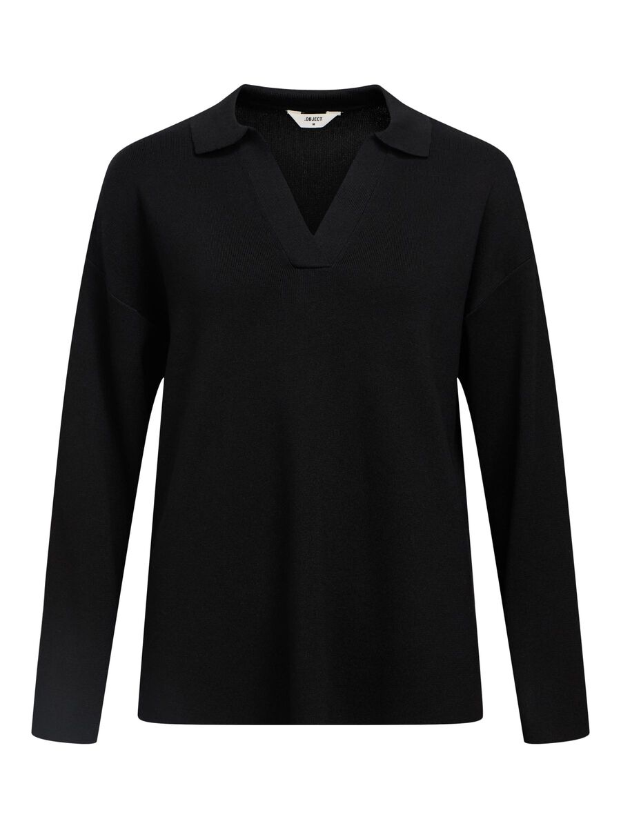 OBJECT KNITTED POLO SHIRT, Black, highres - 23045699_Black_001.jpg