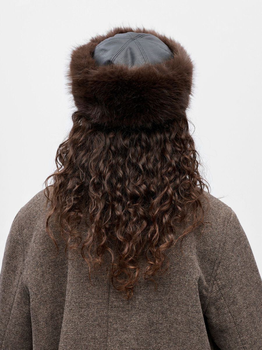 Product carousel image - FAUX FUR HAT, Seal Brown | 2