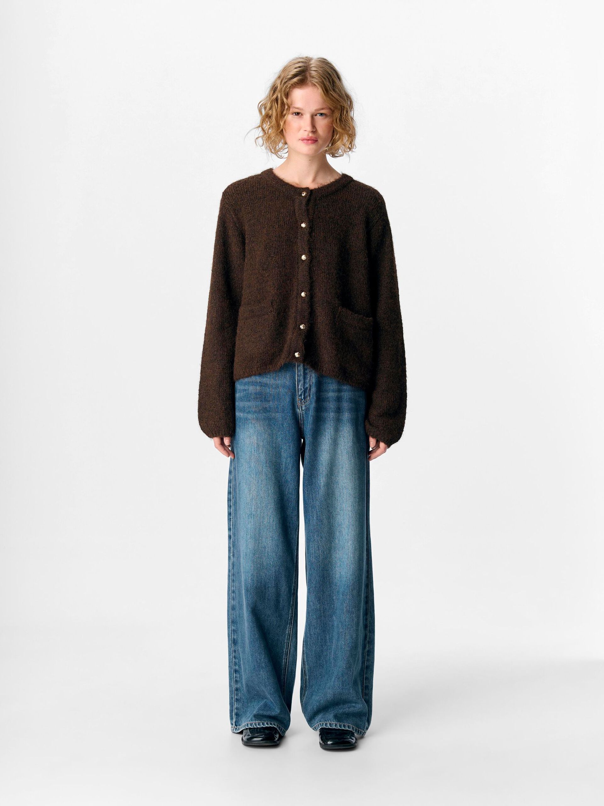 Carousel image - KNITTED CARDIGAN, Seal Brown | 4