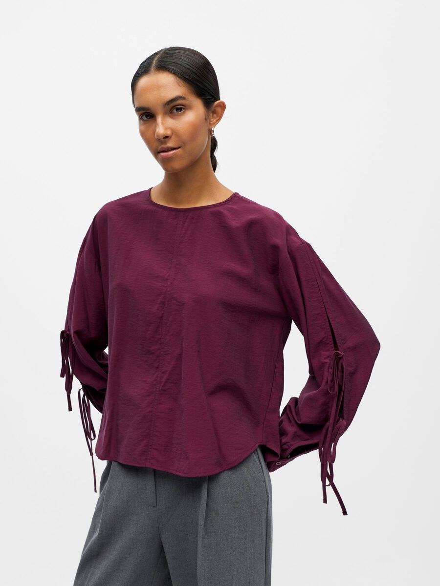 Product carousel image - BINDEDETAIL BLUSE, Mauve Wine | 1
