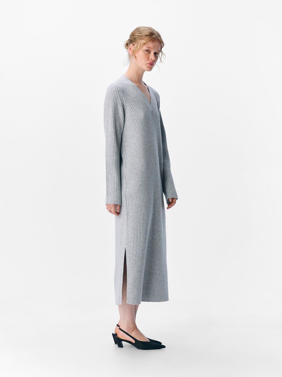 Product carousel image - KNITTED MAXI DRESS, Light Grey Melange | 1