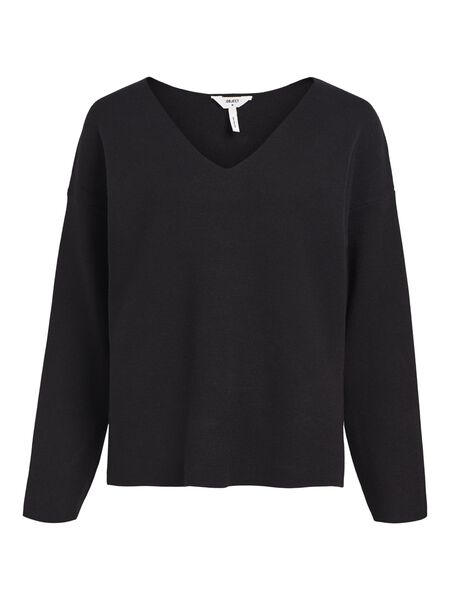 Object Collectors Item V-NECK KNITTED PULLOVER, Black, highres - 23044288_Black_001.jpg