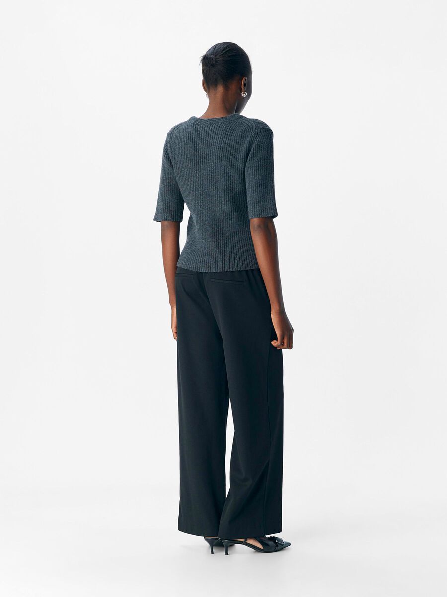 Product carousel image - RIBBED KNITTED TOP, Dark Grey Melange | 2