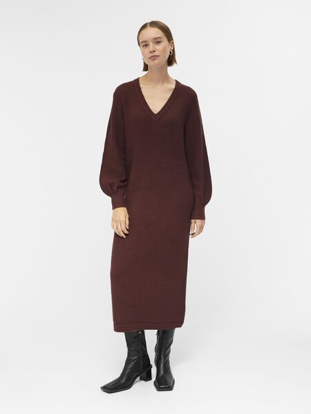 Object Collectors Item OBJMALENA KNITTED DRESS, Bitter Chocolate, highres - 23035775_BitterChocolate_931189_003.jpg