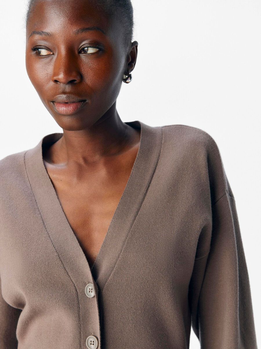 Carousel image - V-NECK KNITTED CARDIGAN, Morel | 5
