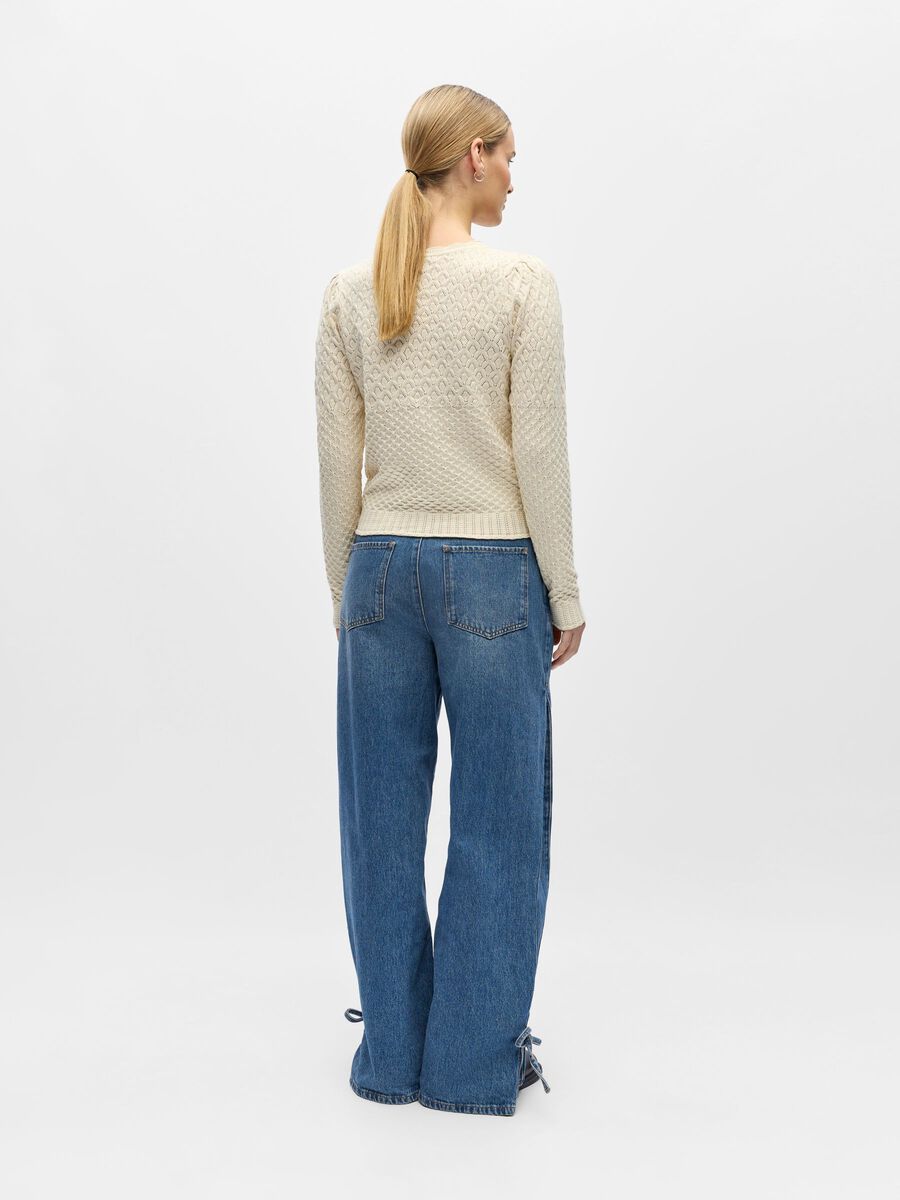 Product carousel image - V-NECK KNITTED CARDIGAN, Birch | 2