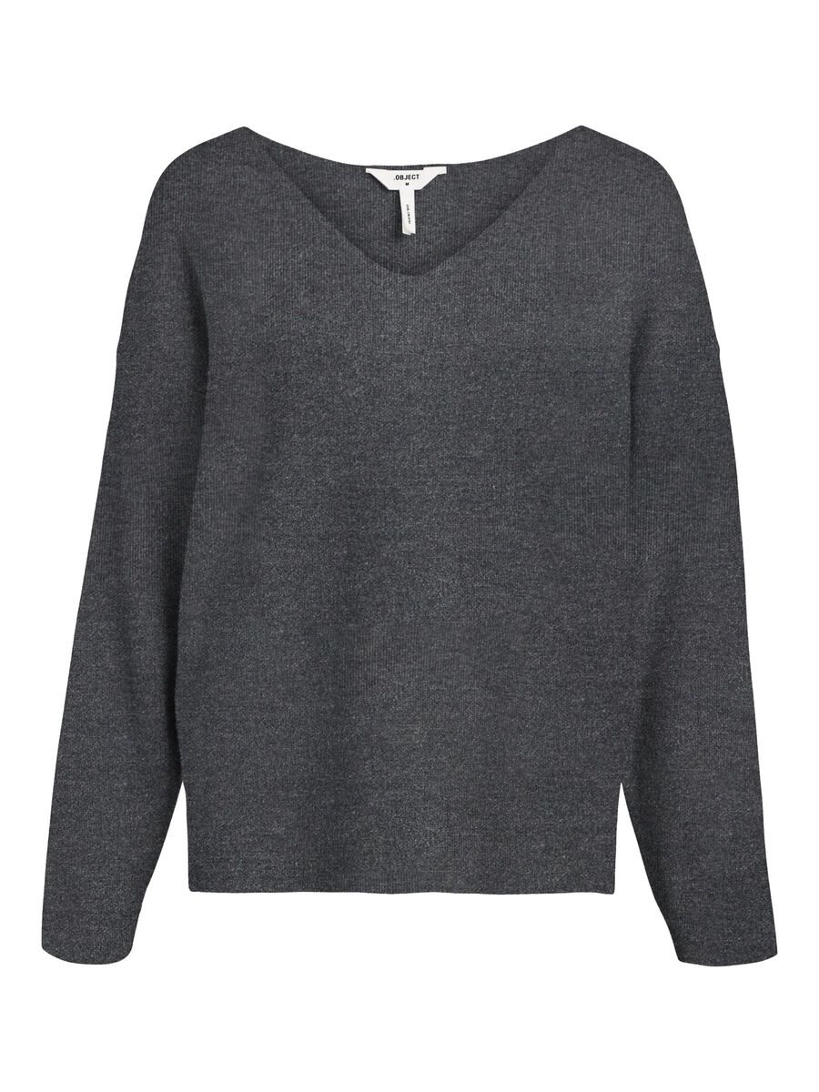 OBJECT V-AUSSCHNITT STRICKPULLOVER, Dark Grey Melange, highres - 23044288_DarkGreyMelange_1135804_001.jpg