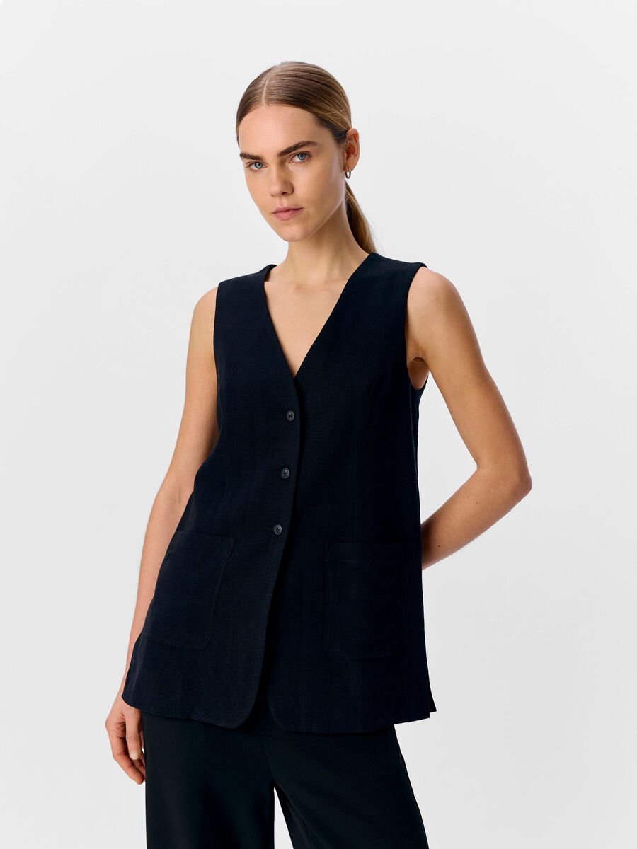OBJECT LONGLINE WAISTCOAT, Black, highres - 23045707_Black_003.jpg