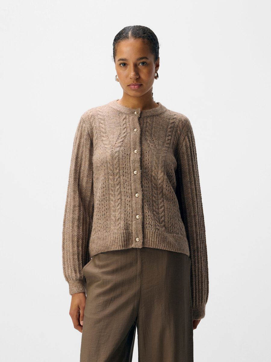 Carousel image - CABLE KNIT CARDIGAN, Desert Taupe | 2