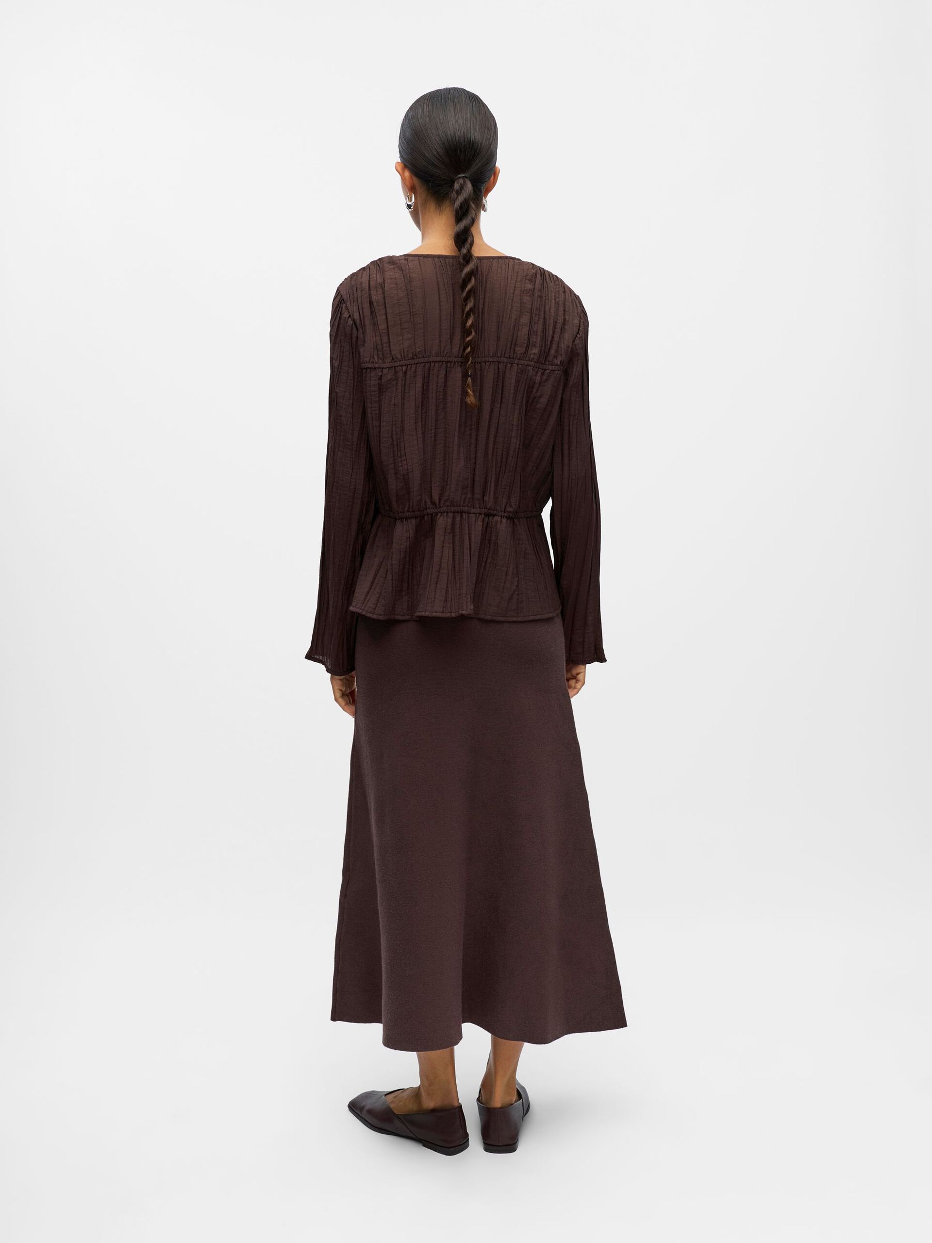 Carousel image - PEPLUM BLUS, Seal Brown | 3