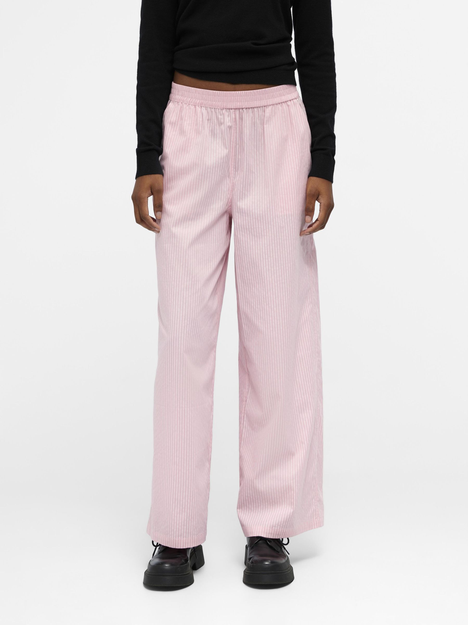 Pink pinstripe trousers sale